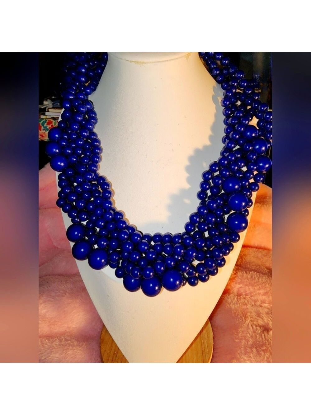 BAUBLEBAR GOLD TONE SAPPHIRE BLUE RESIN 20"-22" NECKLACE NWOT